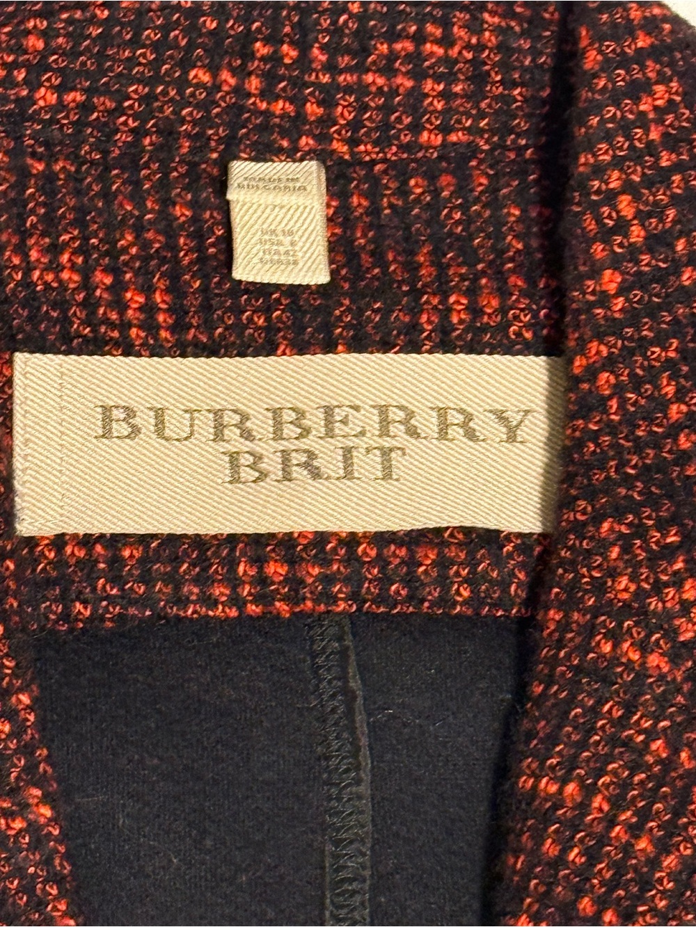Burberry Brit Red and Black Tweed Coat